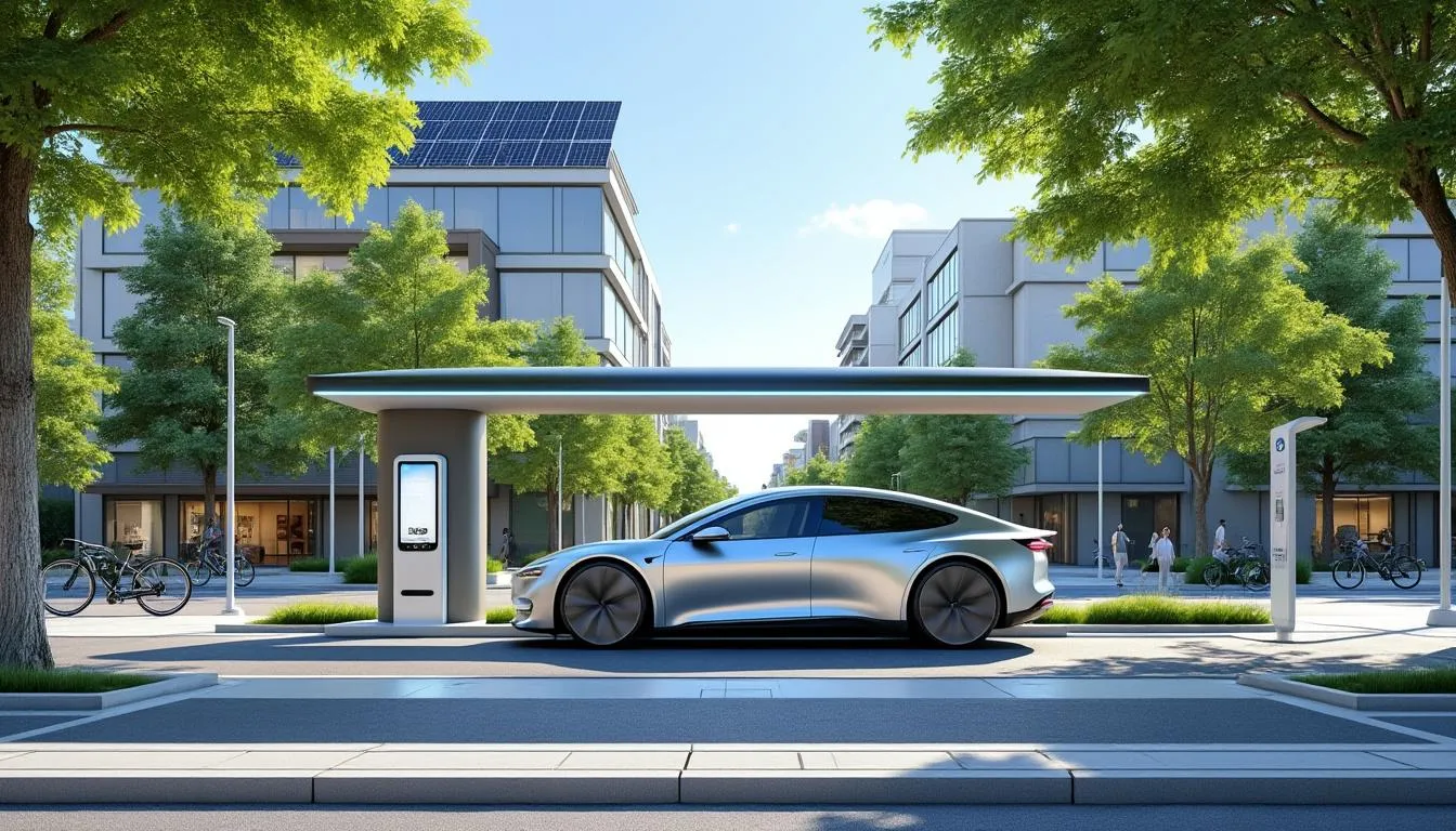 Alban présente sa dernière innovation : une borne de recharge électrique flambant neuve